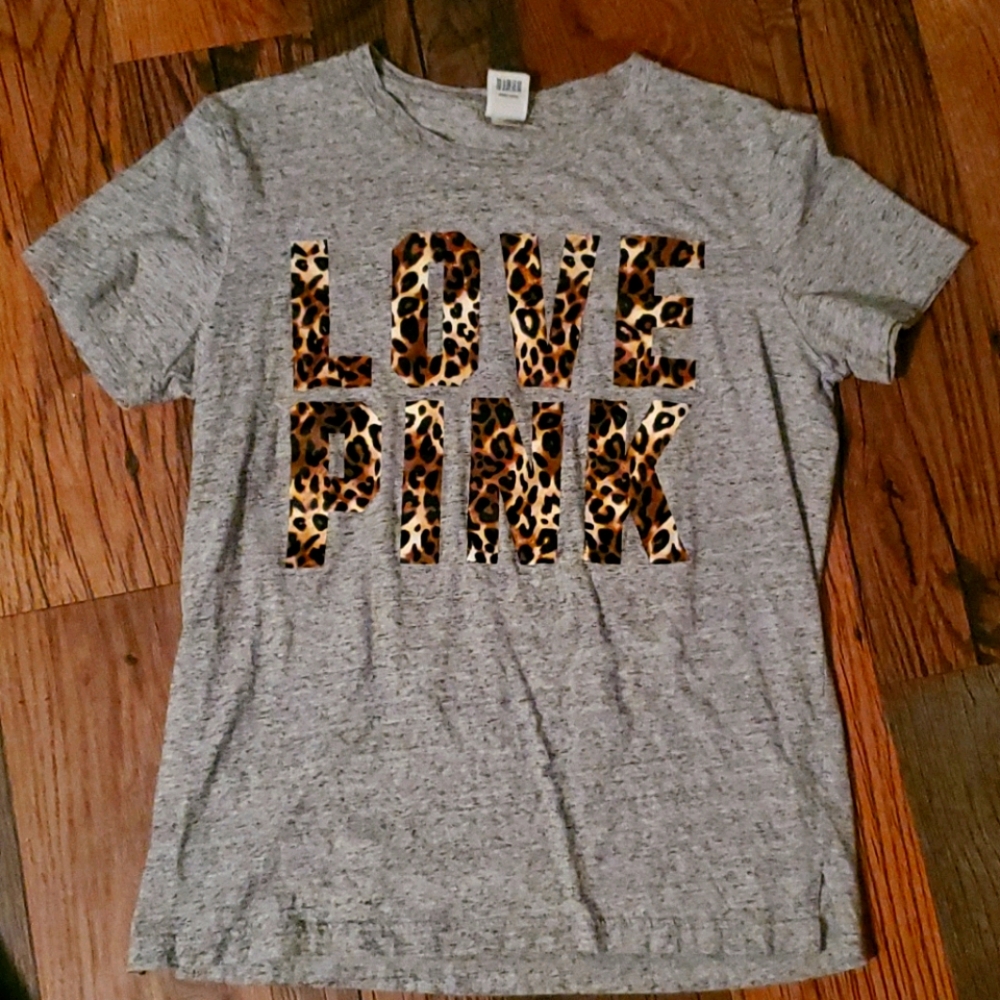 VS love pink tshirt in cheeta print